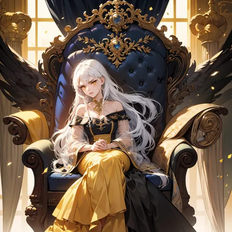 (Masterpiece:1.2), best quality, (illustration:1.2), (ultra-detailed), hyper details, (delicate detailed), (intricate details), (cinematic light, best quality Backlights), clear line, from front, soloist, perfect body, (1girl), white hair and yellow eyes, ...