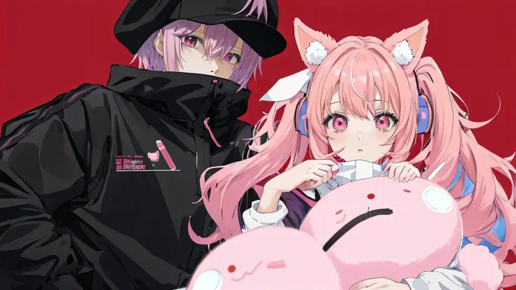 anime characters with bunny ears and pink hair standing next to each other, mirai nikki, high quality fanart, gapmoe yandere, anime wallaper, with long floppy rabbit ears, in an anime style, anime art style, cute anime style, in anime style, hidari and vlo...