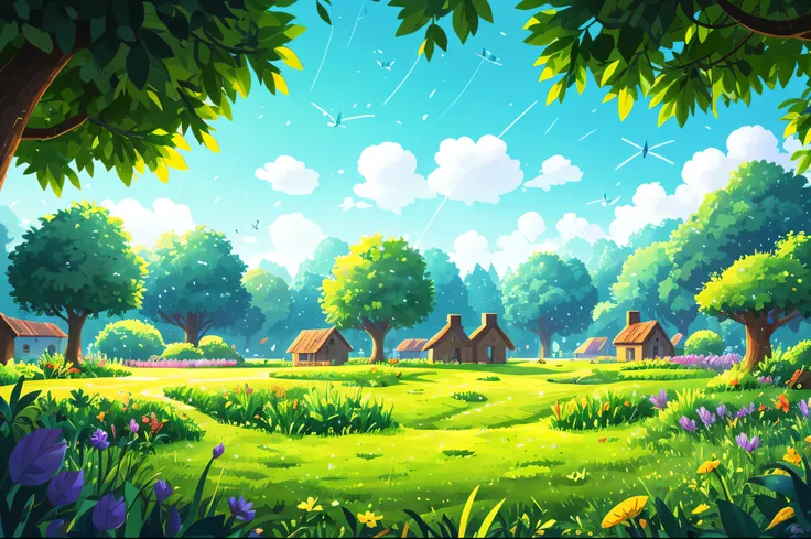 Background illustration for 2D game, Pluie dans les plaines, herbe, Background Battlefield, High quality, Illustration HD, night