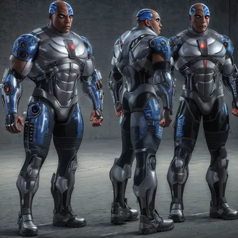 full body image, dc comics, cyborg victor stone, black man, photo-realistic, octane render, unreal engine, ultra-realistic