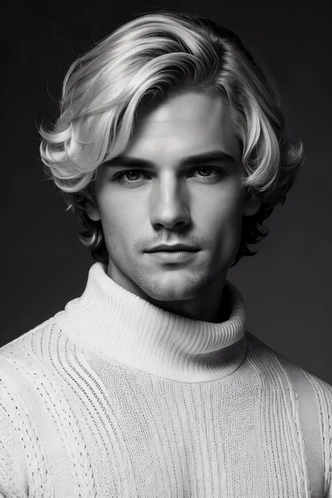 photo-bw, man-picture, photomodel, bob hair,white curly hair, black sweater with turtleneck, grey background
portrait-anfacial m...