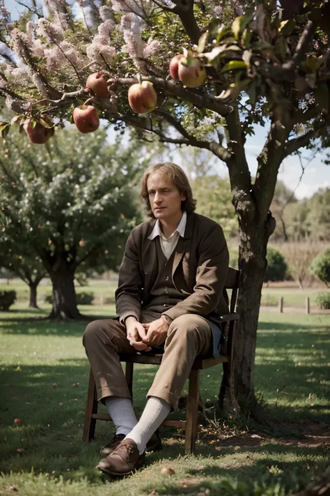 Isaac newton sit under an apple tree

