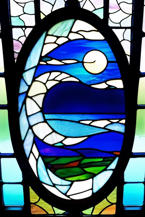 Stained glass with moon motif