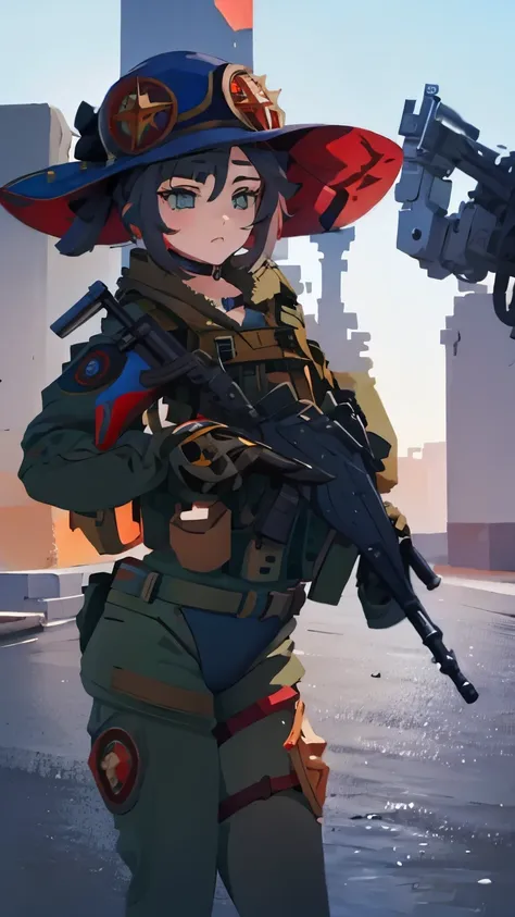 mona soldier holding with ak 12 gun