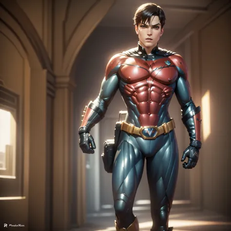 Full body image, DC Comics, Robin Dick Grayson, photo-realistic, octane render, unreal engine, ultra-realistic