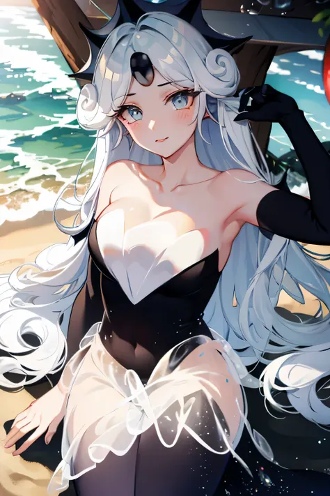 black pearl cookie, beautiful, sexy, mermaid, on beach