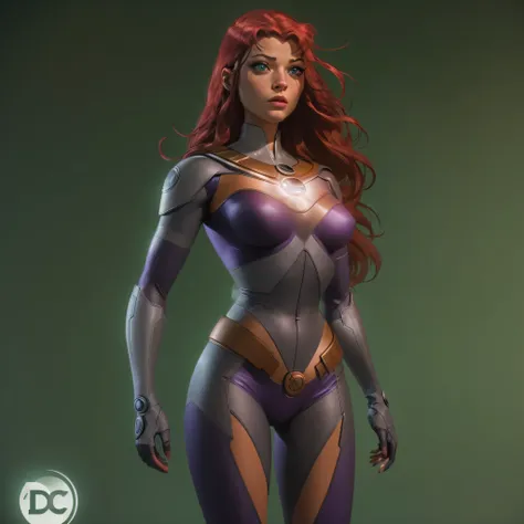 full body image, dc comic's, starfire, photo-realistic, octane render, unreal engine, ultra-realistic