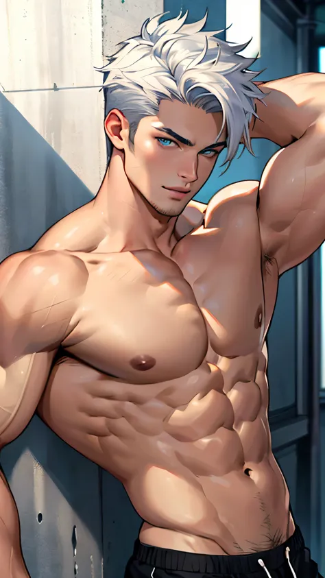 ((best quality)), ((Masterpiece)), (details), perfect face,high definition,Masterpiece,4k,detailsชัดเจน,,,หน้าhandsome,white skin,perfect body,male body,strong muscles,wavy abdominal muscles,Abs,blue eyes,white skin,ผู้ชายhandsomeที่สุดในโลก,handsome,,The ...