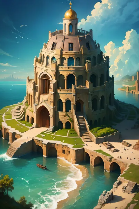 ((best quality)), ((masterpiece)), (detailed), 
The Submerged Citadel of Atlantis, Gothic art, drop shadow, masterpiece, accurate, super detail, award winning, best quality, highres, 16k, 8k, 4K
