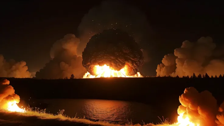 real life explosion, nuke, fire