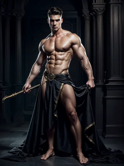 Photorealistic, ((best quality)), ((masterpiece)), (detailed),(full body shot:1.4) masculine portrait of young vampire, 18-year-old male models, handsome, tall, cute looking, evil look, dark look, powerful, young male, handsome model, clean shave, silver e...