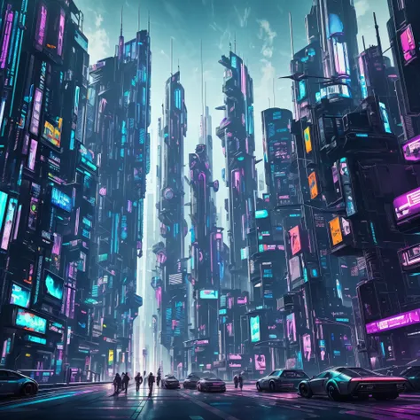 futuristic city scene , cyberpunk in a cyberpunk city, hyper realistic cyberpunk city, in cyberpunk city, hyper-realistic cyberp...