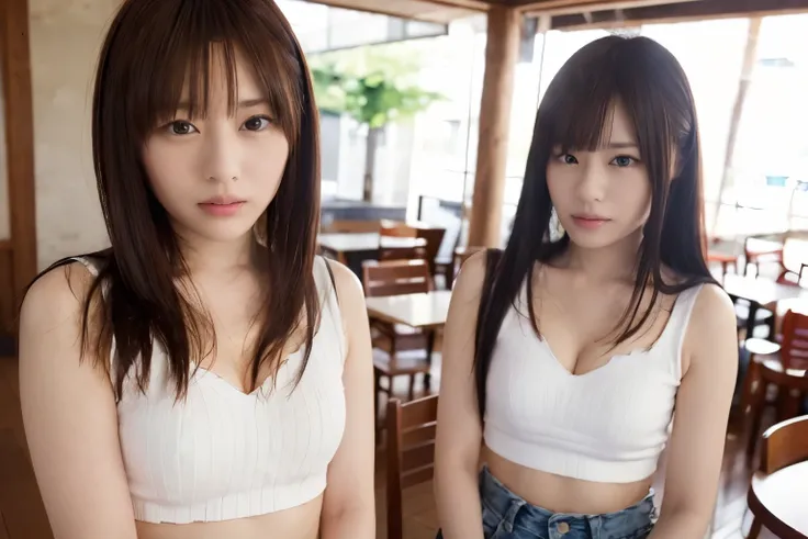 ((riaルな照明, highest quality, 8k, masterpiece:1.3)), クriaフォーカス:1.2,identical twin sisters, lesbian, perfect figure:1.4, slim abs:1...