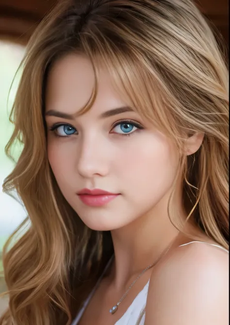 highest quality, masterpiece, ultra high resolution, (realistic:1.5), RAW photo, 1 girl, off shoulder, in the dark, deep shadow, sexy look, long blonde hair、curly hair、Looking at the camera、blue eyes、realistic skin texture