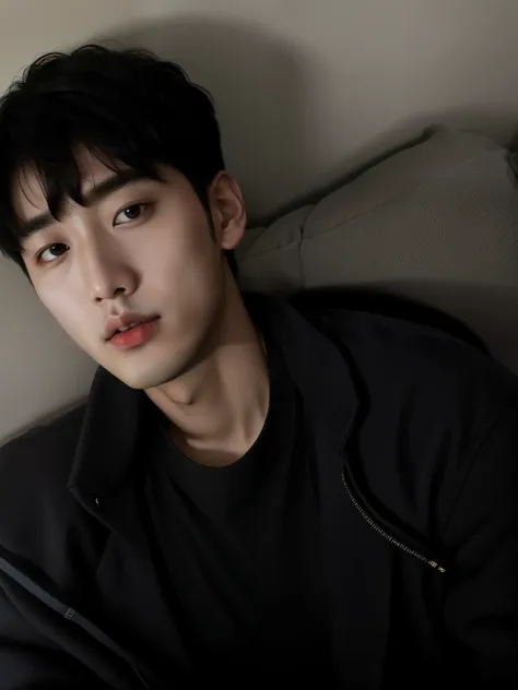 Arafed man sitting on a sofa with a remote control in his hand, Jinyoung Shin, kim doyoung, asian man, Ruan Jian, cai xukun, ryan jia, hyung tae, guapo chad chin, Rubén Wu, 22 years, bo chen, foto de perfil en la cabeza, 23 years, chen longque, hombre surc...