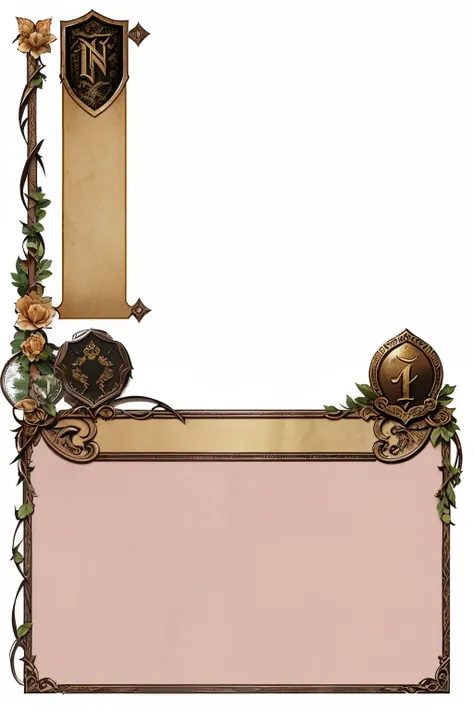 There is a brand，There&#39;s a picture of a man on it, ornate border + concept art, Thorn background. d&d, Game coverage, Magic book page, inside stylized border, Role playing game background, stylized border, black rose photo frame. d&d, user interface ca...