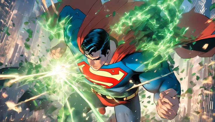 superman is being stabbed by batman using kryptonite spear
