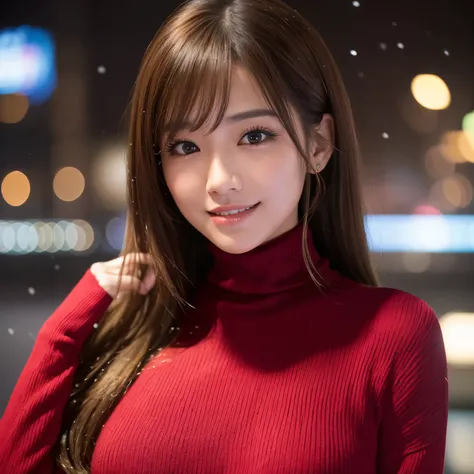 (highest quality、table top、8K、best image quality、Award-winning work、ultra high resolution)、1 girl、(Red turtleneck knit:1.3)、(Red turtleneck knitの上にベージュ ムートン トレンチ コート:1.15)、(perfect authentic trench coat:1.1)、(shortest short bob:1.1)、epic movie lighting、ver...