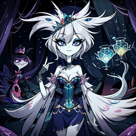 In the solitary realm of Hazbin Hotel, a captivating feminine siren demon emerges as the sole character, adorned in deep ocean-colored body, hair, and eyes. With her ethereal appearance, she exudes allure and mystique, resembling the depths of the ocean it...