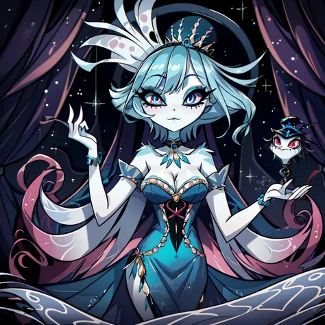 In the solitary realm of Hazbin Hotel, a captivating feminine siren demon emerges as the sole character, adorned in deep ocean-colored body, hair, and eyes. With her ethereal appearance, she exudes allure and mystique, resembling the depths of the ocean it...