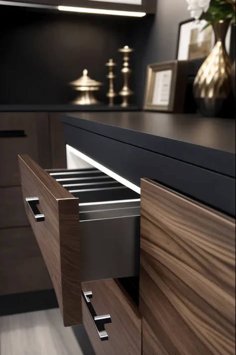 There is a drawer There is a drawer There is a drawer inside, modern details, Exquisite and smooth details, stunning details, stunning details, Sharp details, cupboard, wood cupboard, Exquisite and delicate details, Depth of detail, dramatic contrast, LuxC...