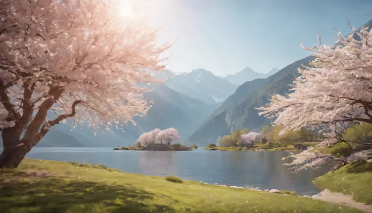 (Highly detailed CG unity 8K wallpaper、masterpiece、highest quality、Super detailed)、(best lighting、best shadow、very delicate and beautiful)、highest quality、8K、Detailed facial depiction、masterpiece、highest quality、clear image quality、
By the lake in spring、C...