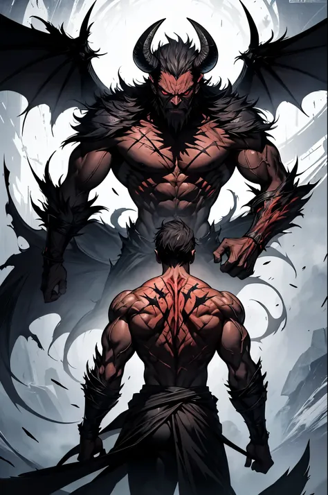 The devil of anger stands on two legs, resembling human anatomy, his head looks like a hammer and flames come out of his head. He has a muscular body and powerful goat legs. He looks very dangerous and sinister. The skin may have scars and scars, speaking ...