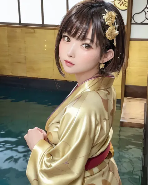 (Beautiful model in Japanese kimono commercial, beautiful straight long hair), alone, ((face 80% beauty and elegance, 20% pretty and cute:1.5)), clear eyes, (fine eyes, light green eyes, bright pupils), double eyelid, (Slightly thick and sexy lips:1.2), ((...