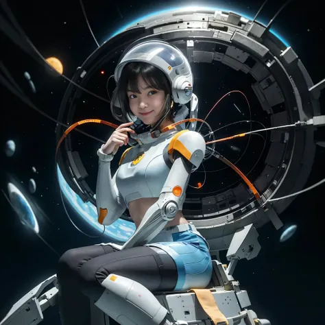 ((RAW image quality:1.4)), ((1 girl,alone))confused, High resolution, Super detailed, (Photo taken with an 8mm fisheye lens), (1 girl:1.3), (dirty black hair,beautiful and detailed eyes,shiny oily skin:1.1),
smile or open your mouse,
Sitting in the cockpit...