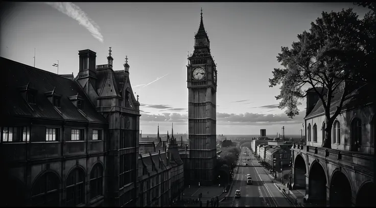 Generate an image of Big Ben from 1929 