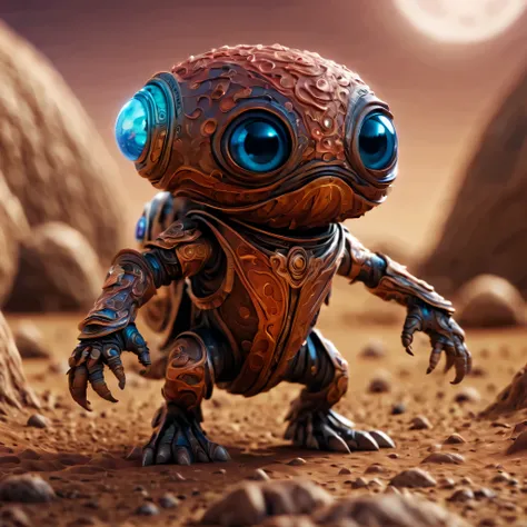 (masterpiece, best quality:1.2), Magical creatures from mars, action, cute, 3d crunch,