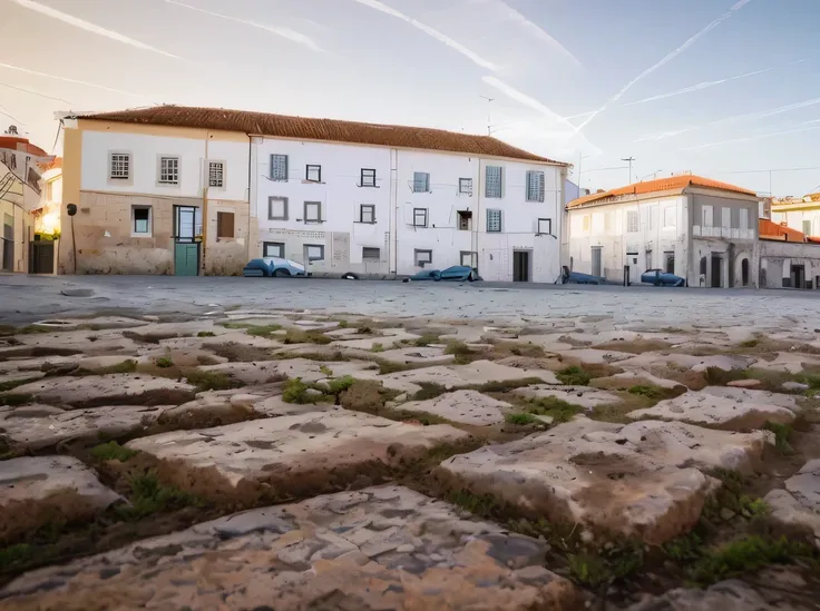  building on a Portuguese sidewalk street, historical setting, Portuguese sidewalks, Portuguese sidewalk roads, Portuguese sidewalks on the ground, baroque winding cobbled streets, vista para o solo, Portuguese sidewalk floors, Portuguese sidewalk streets,...