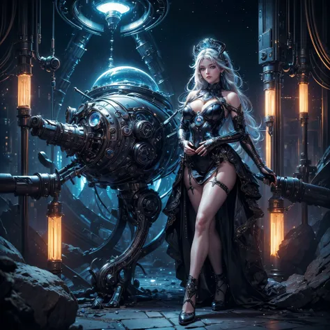 ((masterpiece of a science goddess from the beginning of time, crisp eyes,( bdsm gear),alternate universe, intricate details, ), chromatic, Chaos, space time Delicate Nuances, Unity, (full body shots, looking at the camera), best illumination, uhd, ), (cit...