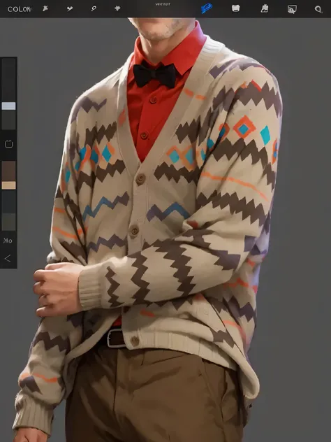 colored cardigan, man male