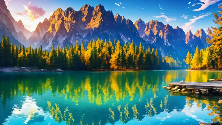 table, best quality, high quality, the extremely detailed CG Unity 8K wallpapers, scenic, withdraw, floral, clouds, marking, no humans, month, scenic, Water, The tree, Yuki, waterfalls, cliff, nature , lake, river, flago, award-winning - winning photo, Bok...