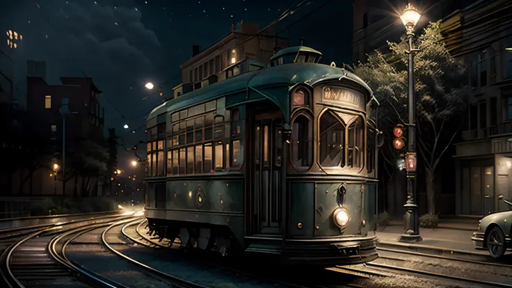 an enchanting summer night in a city where only half-naked women live and glowing streetcars without drivers glide along the tra...