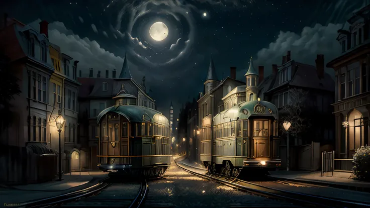 An enchanting summer night in a city where only half-naked women live and glowing streetcars without drivers glide along the tracks. A city with houses in the style of the historic buildings of Brussels, houses known from the paintings of René Magritte