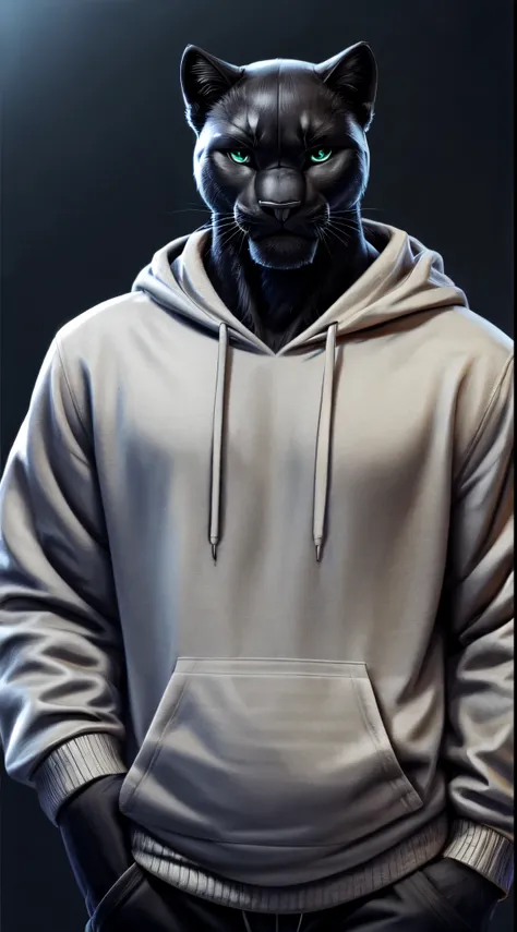 gigachad black panther in a hoodie