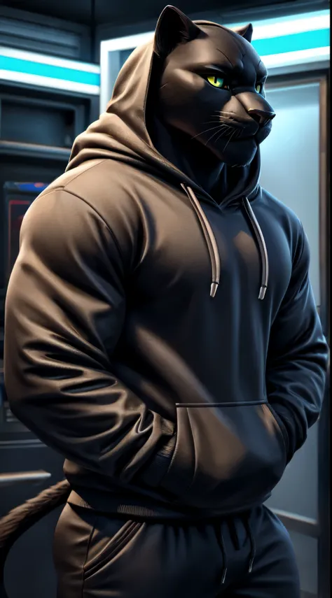 gigachad black panther in a hoodie