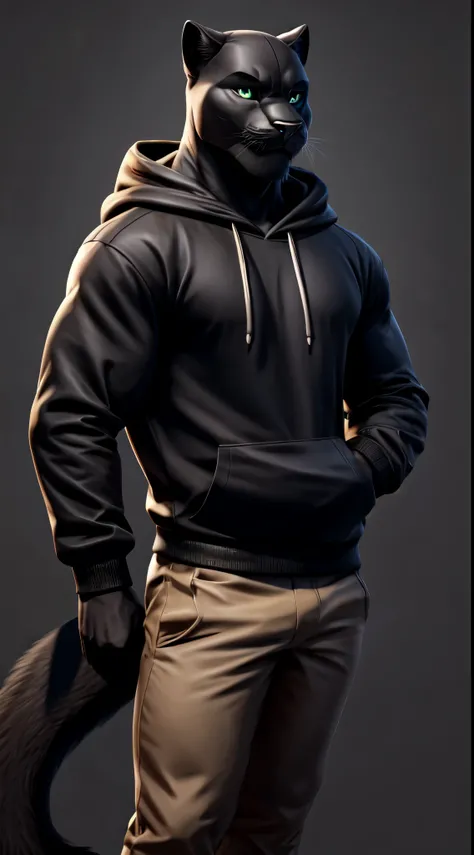 gigachad black panther in a hoodie