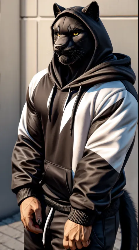 gigachad black panther in a hoodie