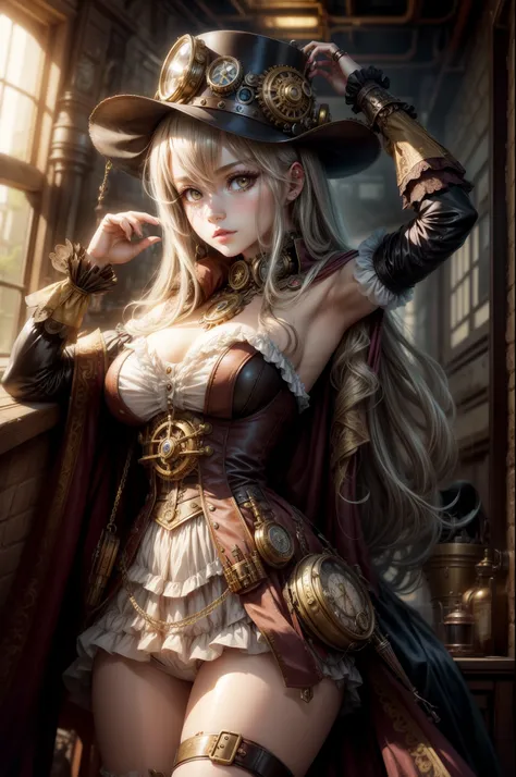 steampunk　beautiful a girl　animesque　locomotive