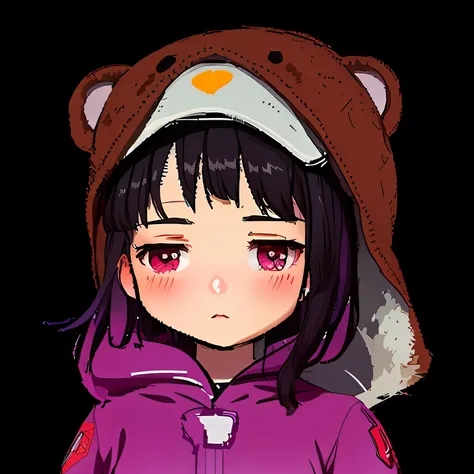  anime in a bear hat and hoodie, iwakura deitado, estilo de arte anime moe, Lain Iwakura, Yuruyuri, visual de anime de uma linda garota, ( ( ( yoshinari yoh ) ) ), Mitsumayo, serial experiments were, ( anime), cara fofa de anime, extremely cute  anime face...