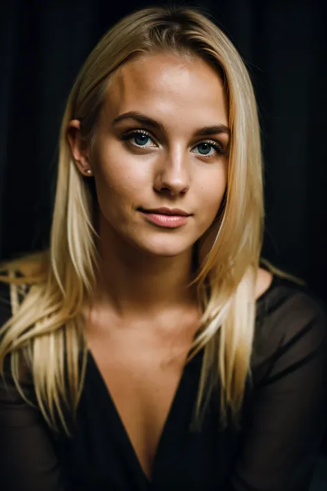 super cute blonde woman in dark theme