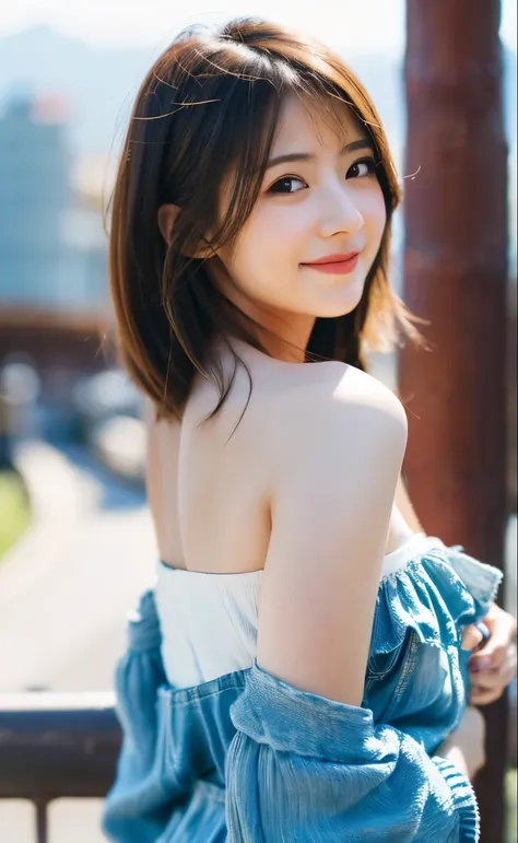 1girl, (looking at viewer),  (bokeh:1.1), closed mouth,light smile, realistic, off shoulder,
pants, skyline,
best quality, (photorealistic:1.4), ultra highres, llfMasami Nagasawa