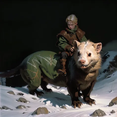 8k, the most beautiful d&d painting artwork, young boy blond hair big point ears. Render the scene: art style of Donato Giancola and Patrick J Jones, sharp focus, (highly detailed:1.4), oil painting.
