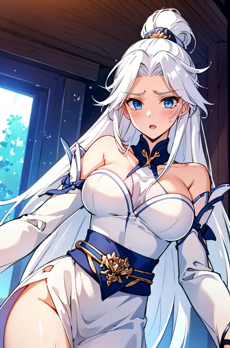 white hair,blue eyes,blush,orgasm face,arched back,shoock,shiver,pleasure
