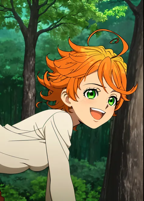 promisedneverland masterpiece, best quality, 1girl + 1boy, green eyes, forest, nude, number tattoo, having sex with a brown boy,...