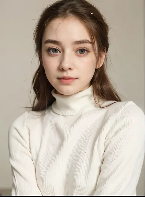 a woman with a white turtle neck sweater and a white sweater, dilraba dilmurat, soft flawless pale skin, beautiful aesthetic face, lovely delicate face, natural soft pale skin, attractive female face!!!, glowing porcelain skin, beautiful delicate face, pal...