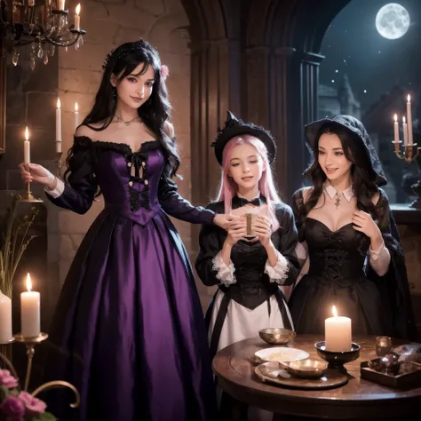 (best quality,4k,8k,highres,masterpiece:1.2),ultra-detailed,(realistic,photorealistic,photo-realistic:1.37), a teenage boy joins a witch coven and he’s given the gift of femininity, he gets magically transformed into a cute teenage witch girl, sex change r...